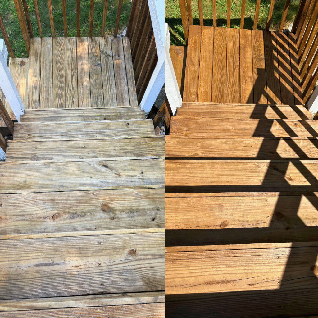before and after august 2025 wood stairs